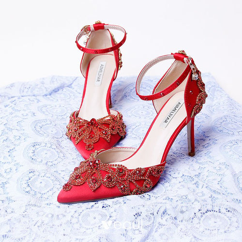 Charming red wedding shoe